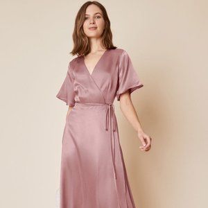 Whimsy and Row Lola Wrap Dress in Blush (XS)